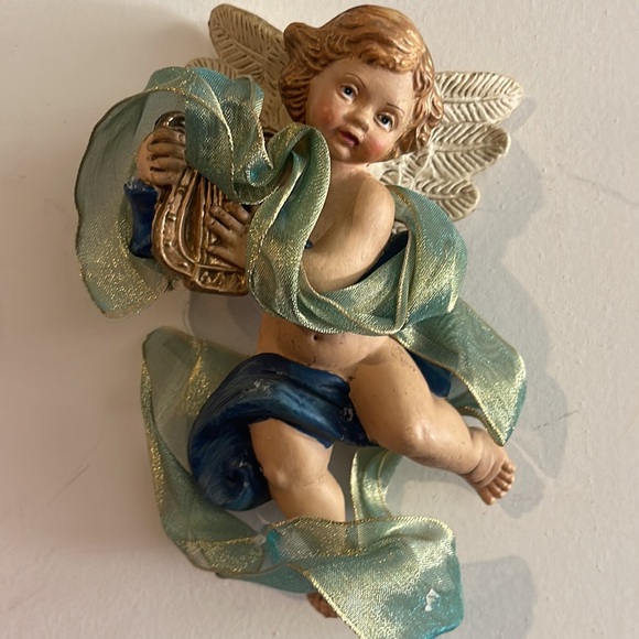 Antique Beautiful and unique Angel playing the harp wall deco or ornament - Picture 6 of 10